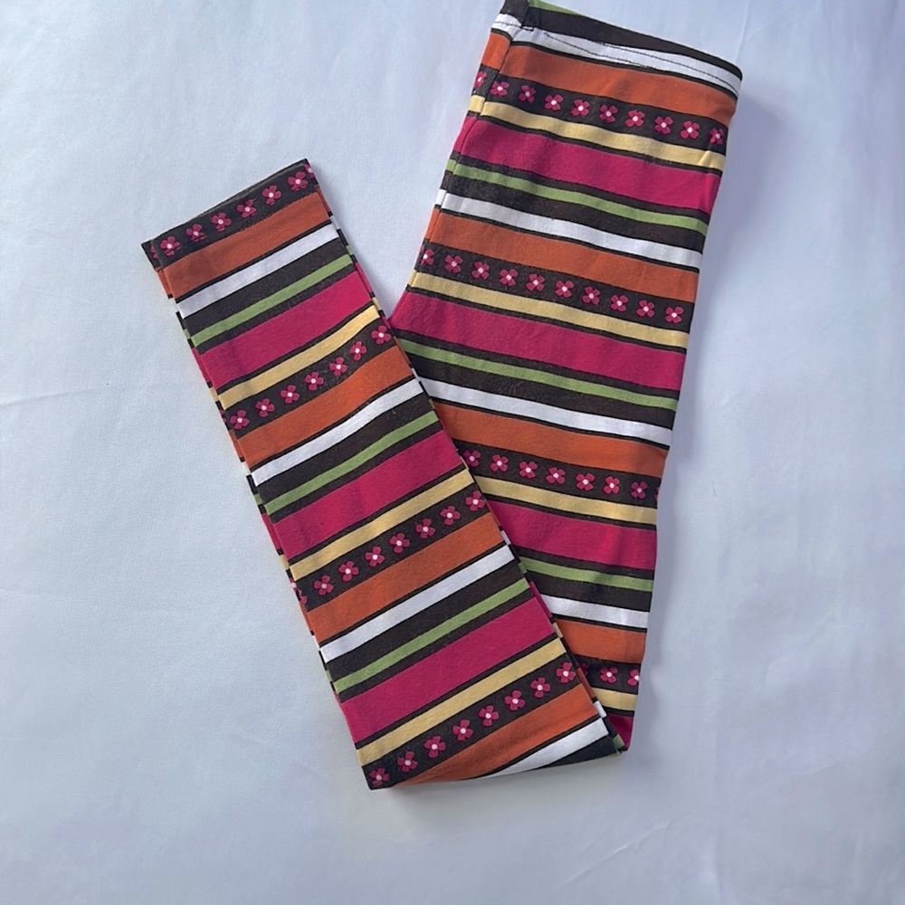 NWOT Gymboree striped leggings. Brown, orange, green and pink colors.